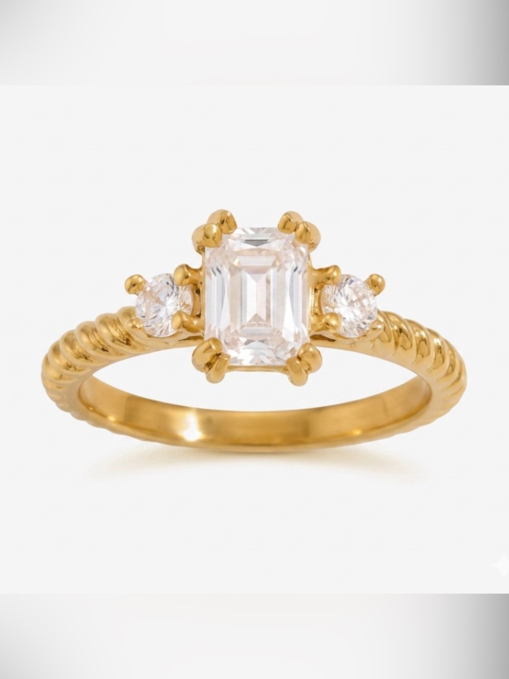 CZ Solitaire Ring Stainless Steel
